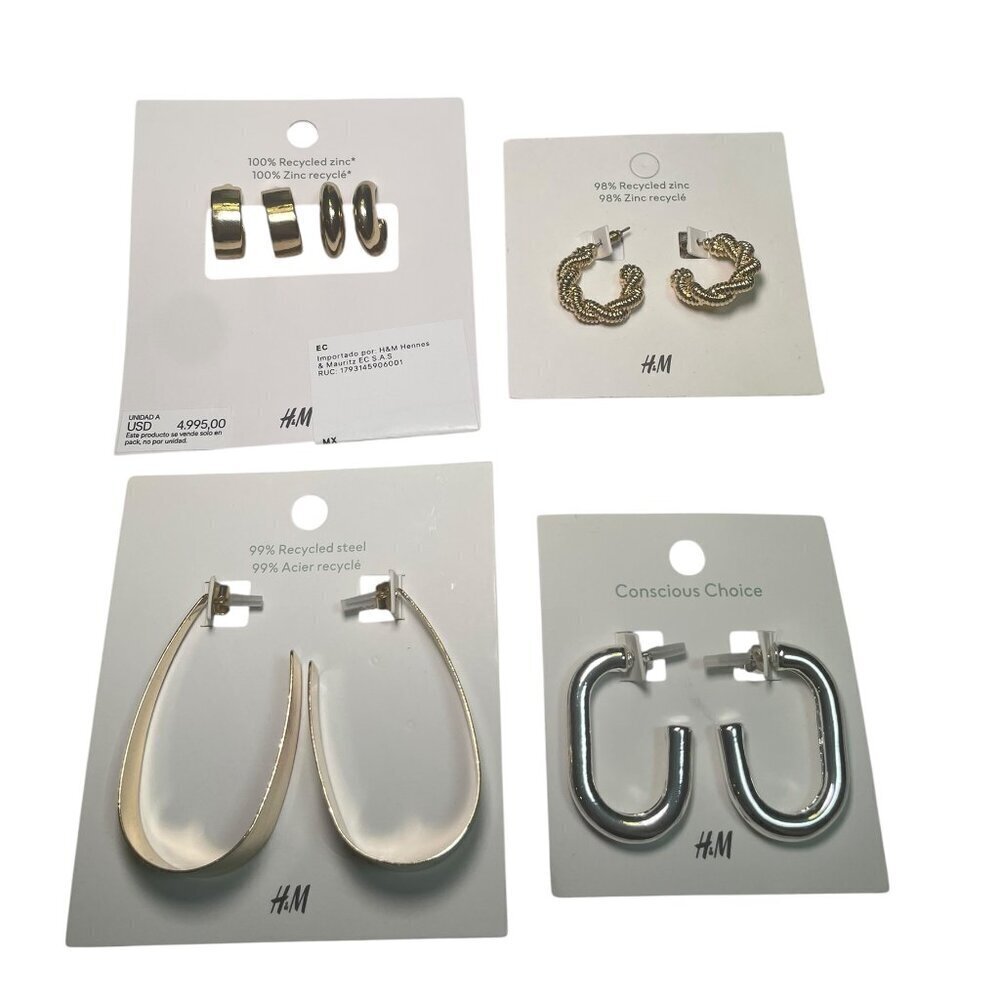 H&M Earring Set – 4 Pairs – Gold & Silver Hoops – NWT